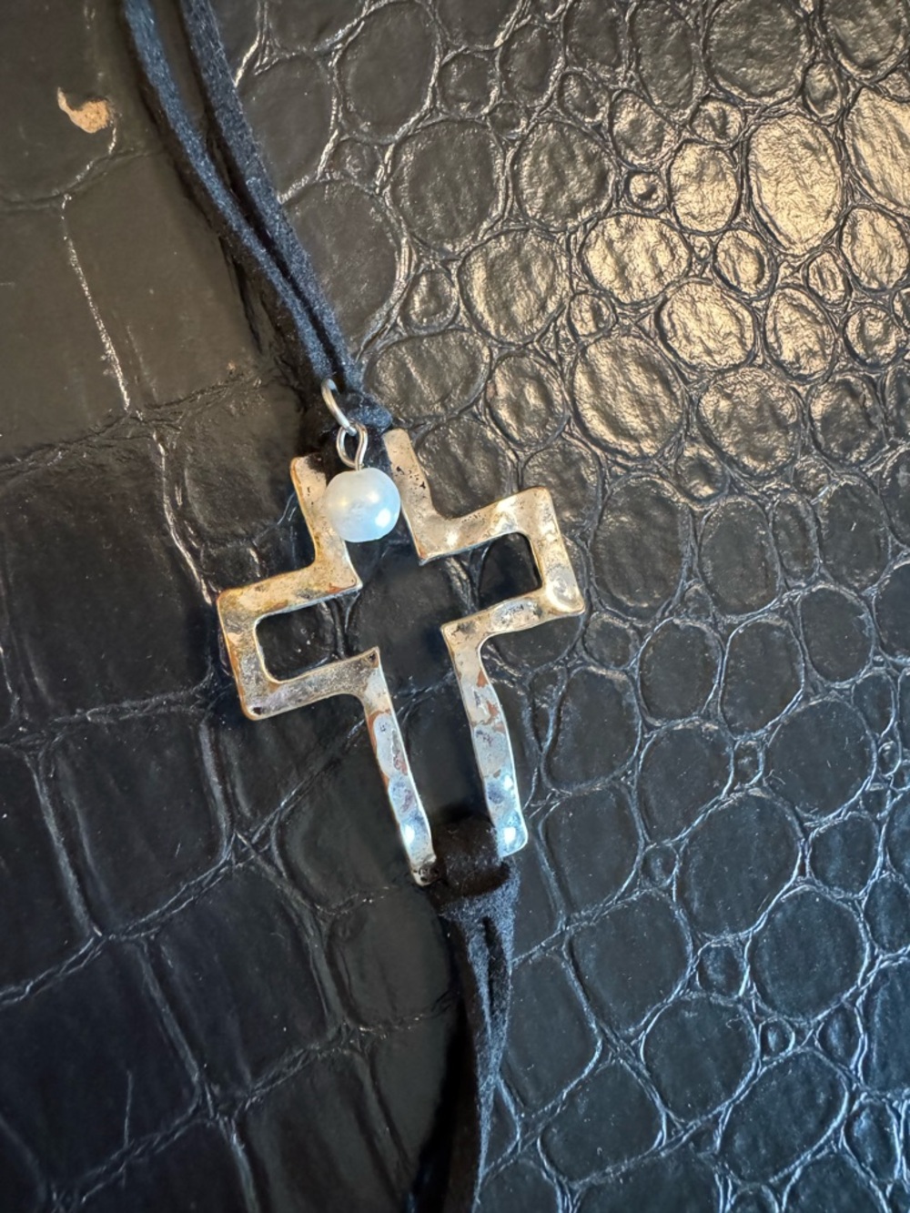 Bundle 3 for $10 Silver Toned Open Cross Bracelet with Black Cord